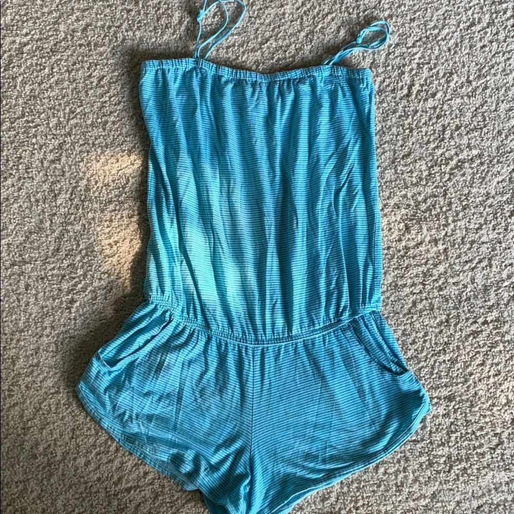 Billabong teal striped romper size Small